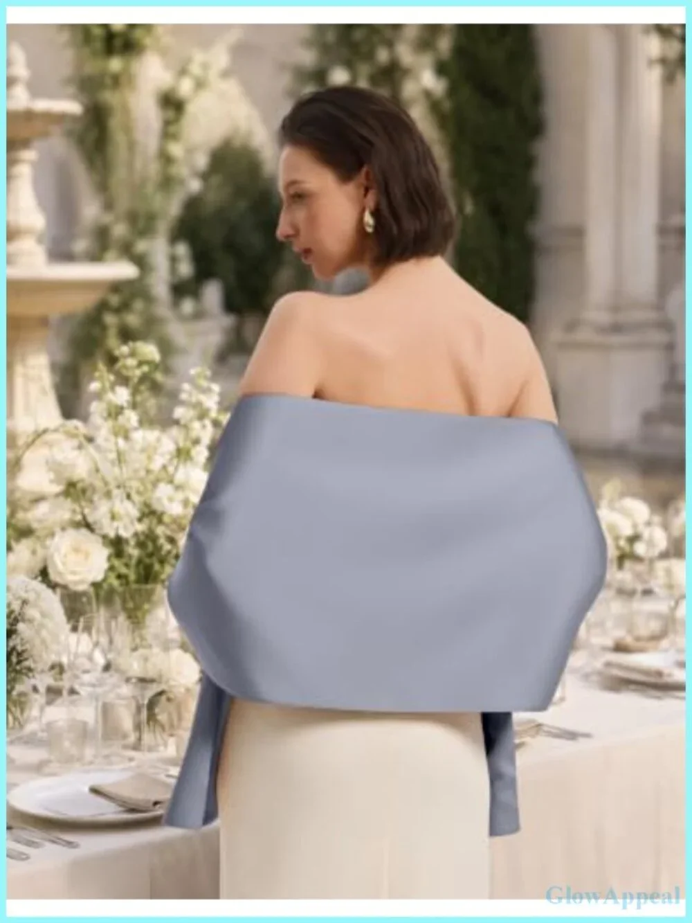 Women's Silky Satin Shawl Wrap with Pull-Through Keyhole for Formal Events